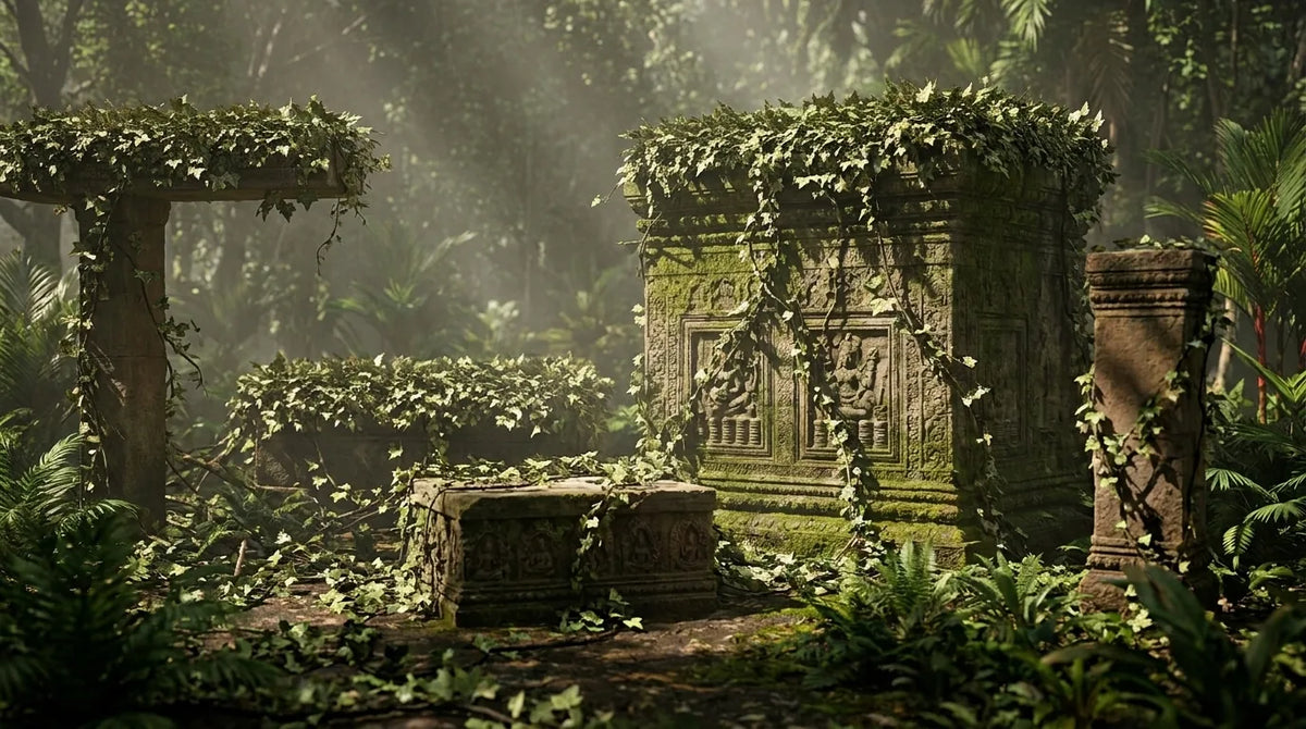 Ivy grown on 3D geometry in Ivy Grower Studio, a Cinema 4D Ivy Generator alternative