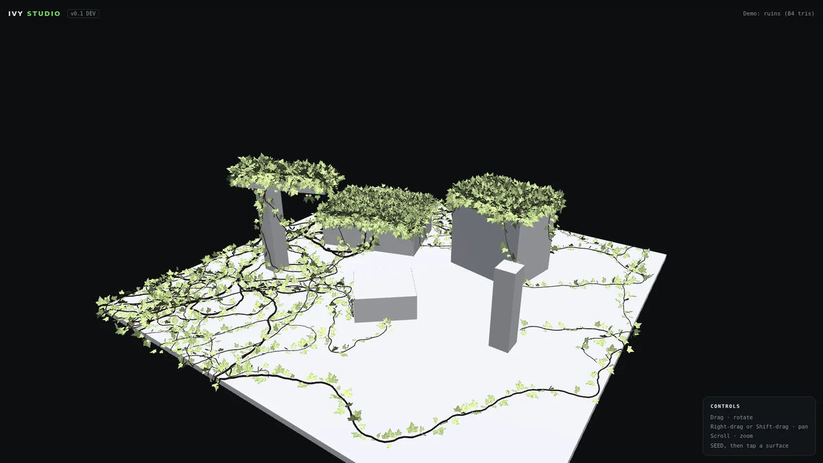 Realistic small leaf ivy growth in Ivy Grower Studio viewport
