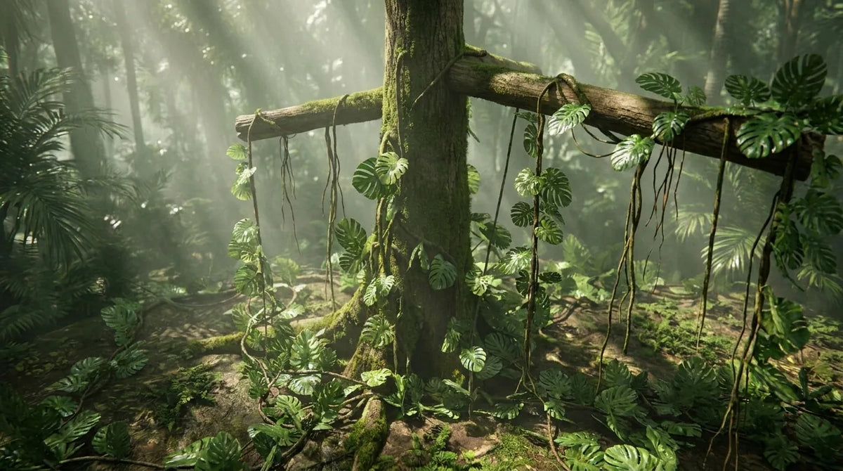 Ivy Studio render: dense jungle growth generated on 3D geometry