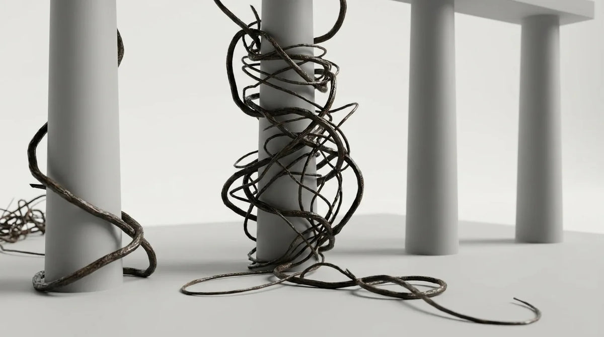 Studio render of Ivy Grower Studio tangle feature, vines wrapping each other