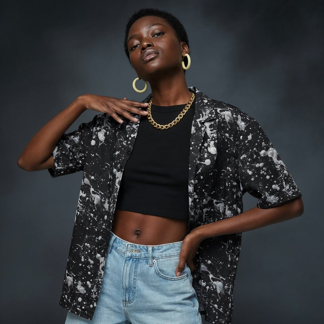 Black Paint Unisex Button Shirt - Design Hero