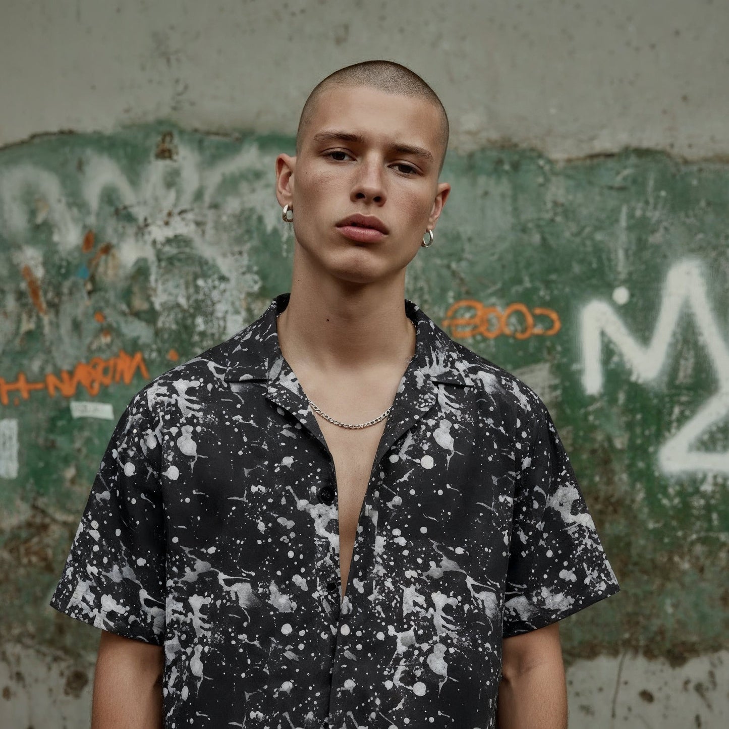 Black Paint Unisex Button Shirt