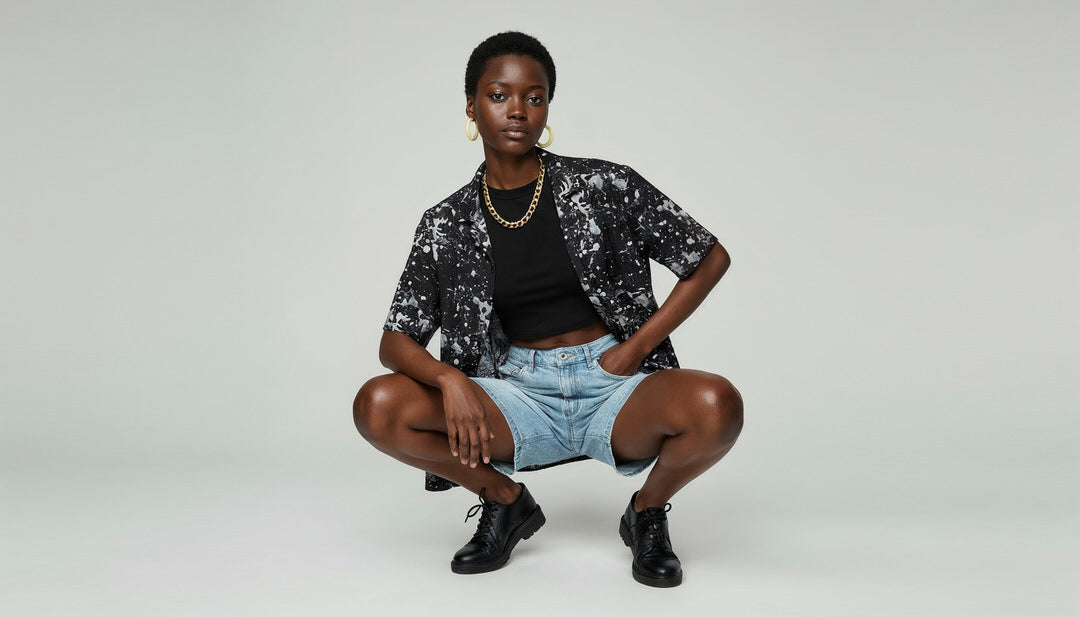 Black Paint Unisex Button Shirt