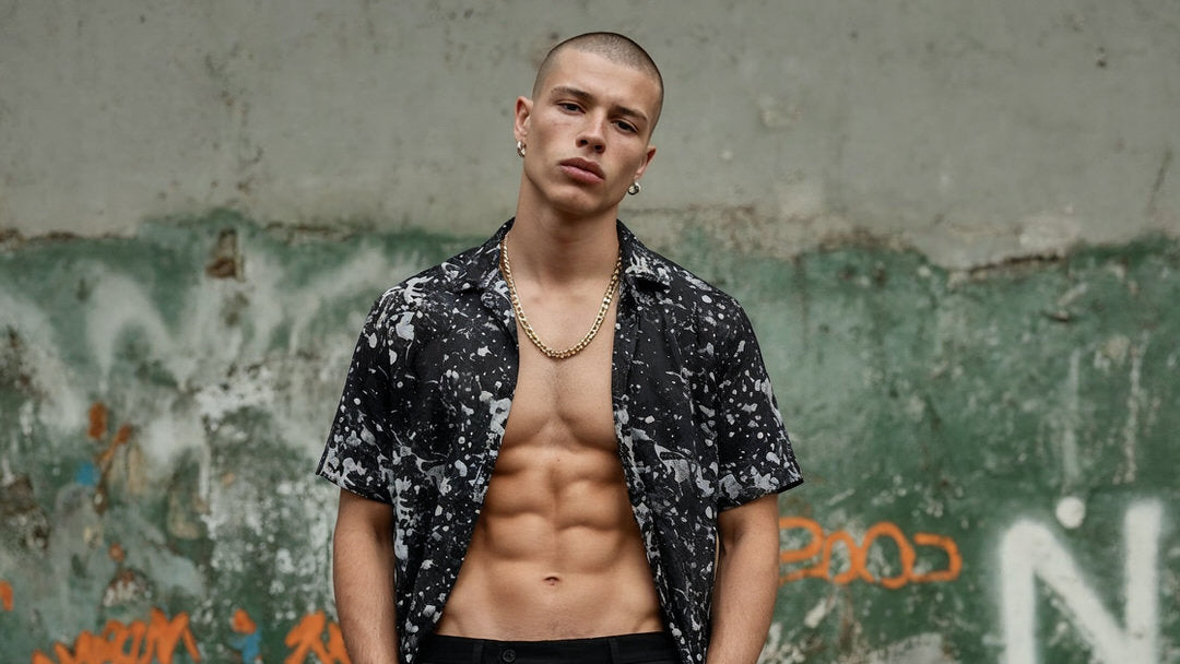 Black Paint Unisex Button Shirt