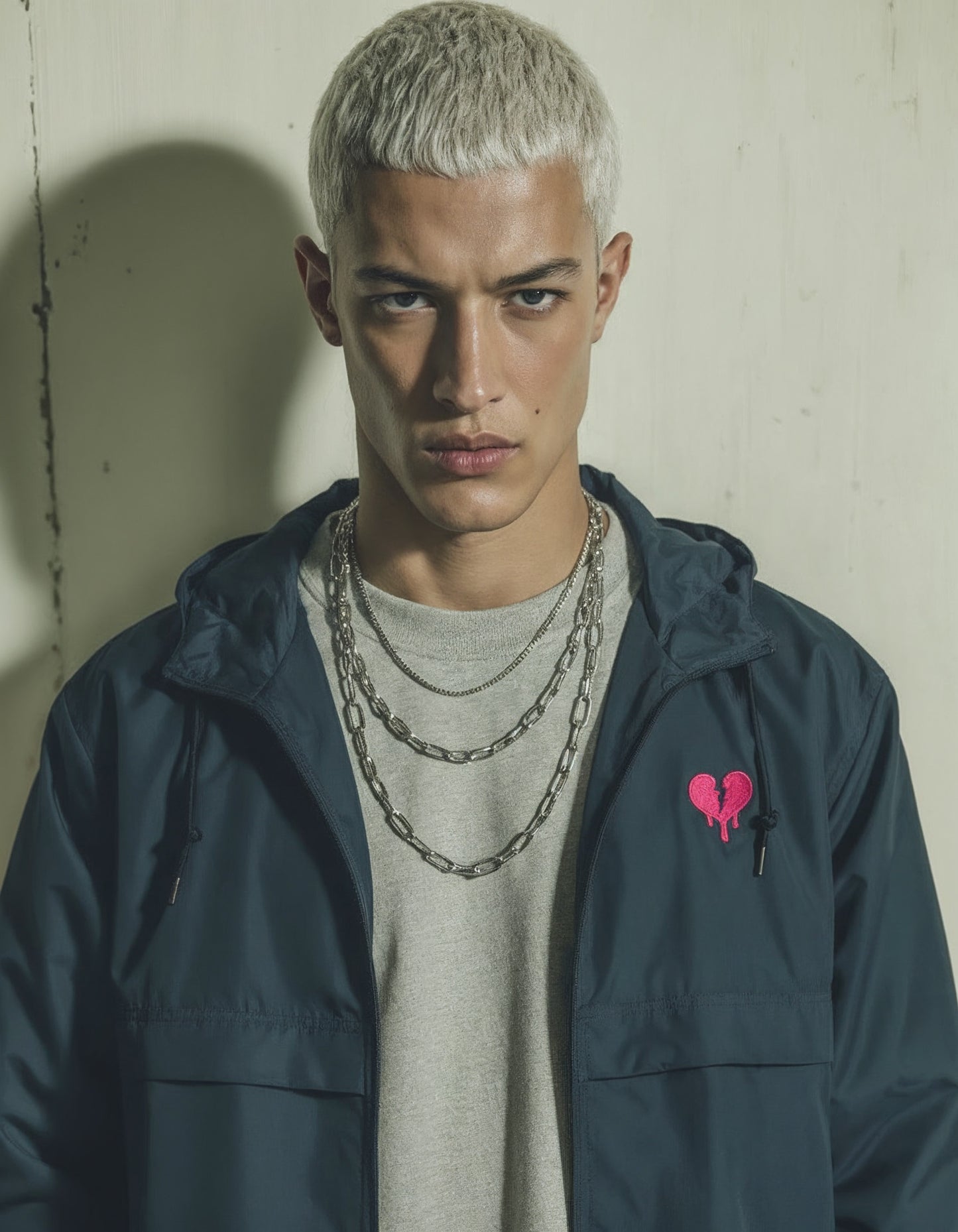 "Broken heart" Embroidered Champion Packable Jacket design by Hero.