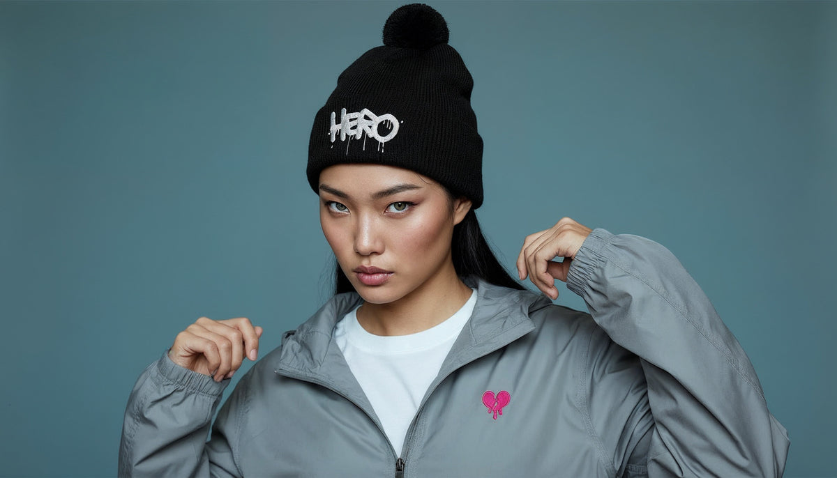 Broken Heart; Embroidered Champion Packable Jacket design by Hero.