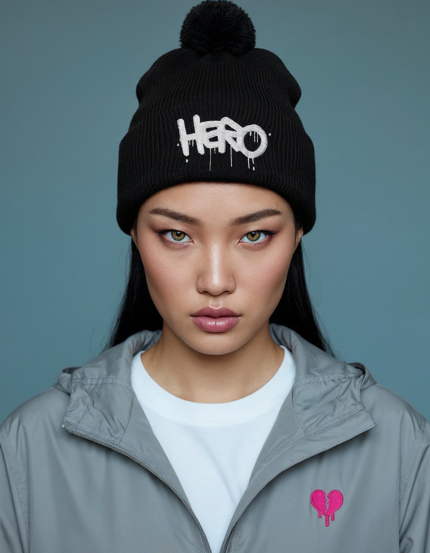 "Broken heart" Embroidered Champion Packable Jacket design by Hero.