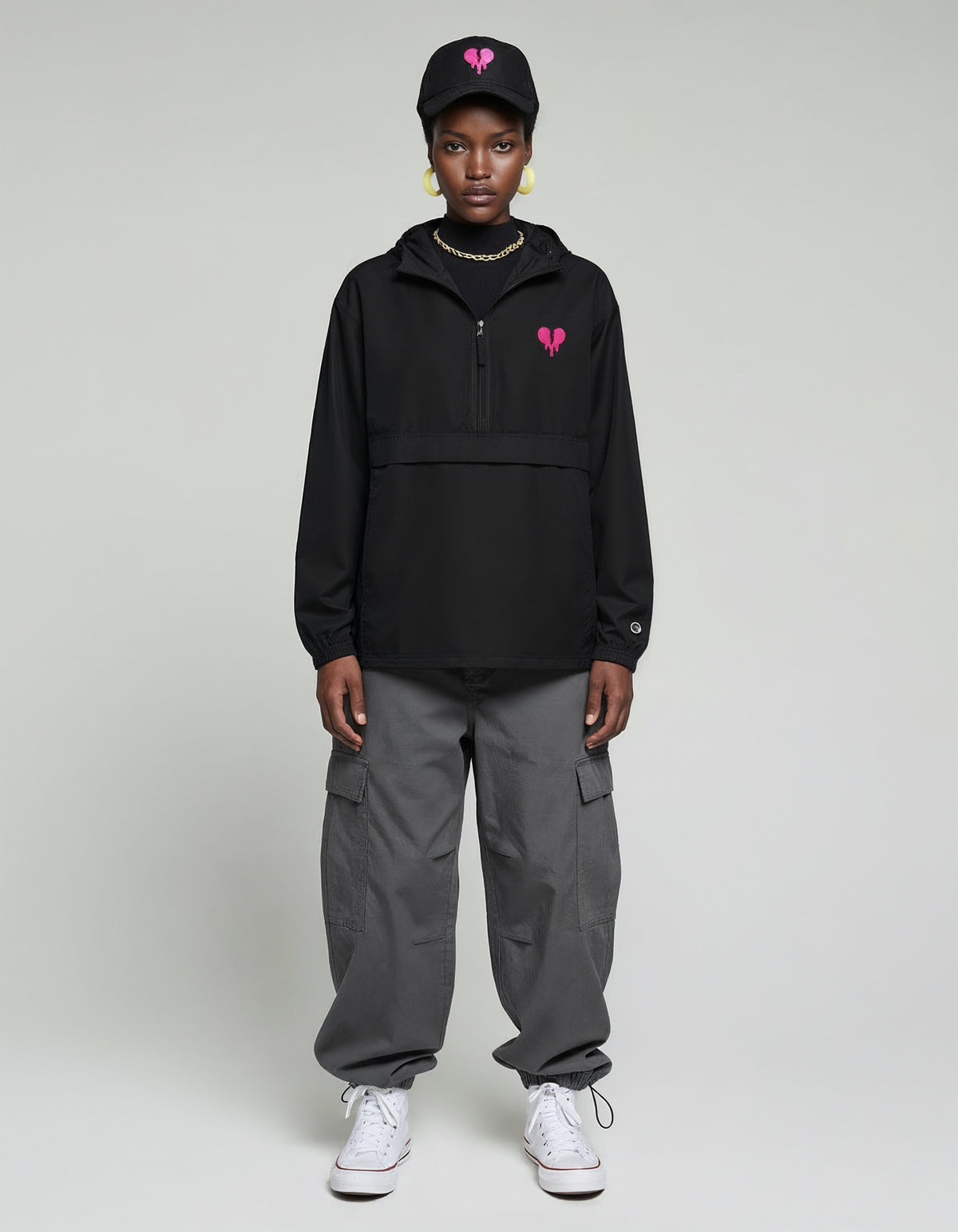 Broken Heart; Embroidered Champion Packable Jacket design by Hero.