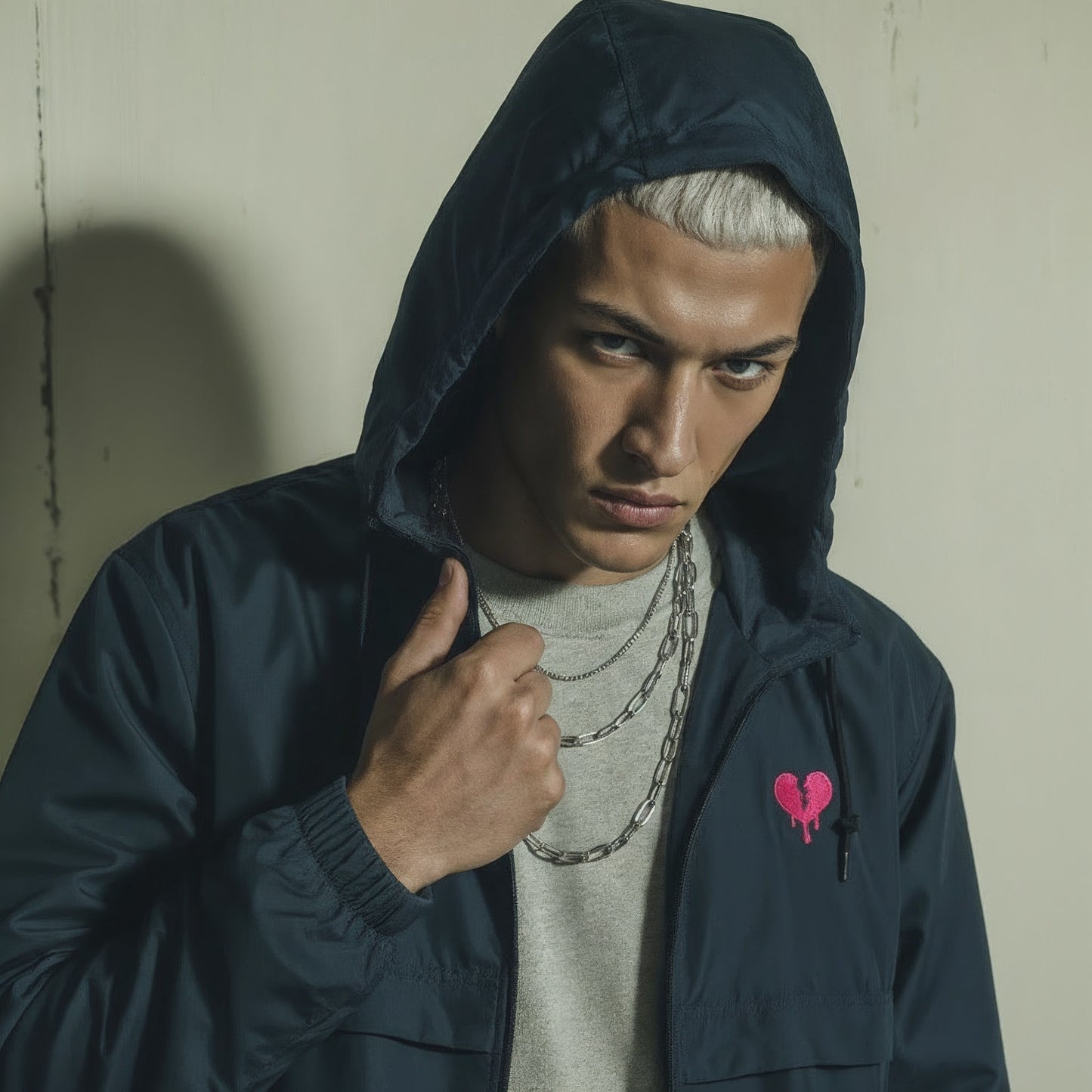 "Broken heart" Embroidered Champion Packable Jacket design by Hero.