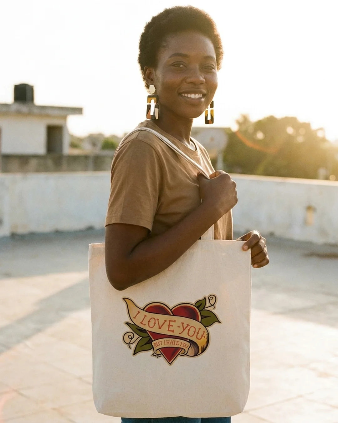 I Love You But I Hate You Large Organic Tote Bag by Design Hero – lifestyle