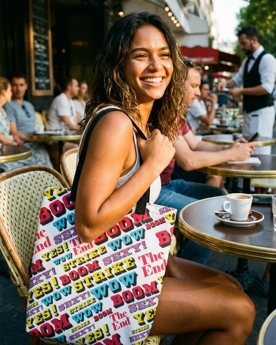 Strike Large Tote Bag – All-Over Print Beach Bag by Design Hero – lifestyle