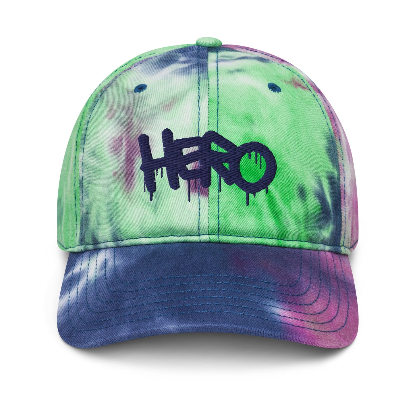 "Hero" Embroidery Tie Dye Hat - Add a Splash of Color to Your Style! - Design Hero