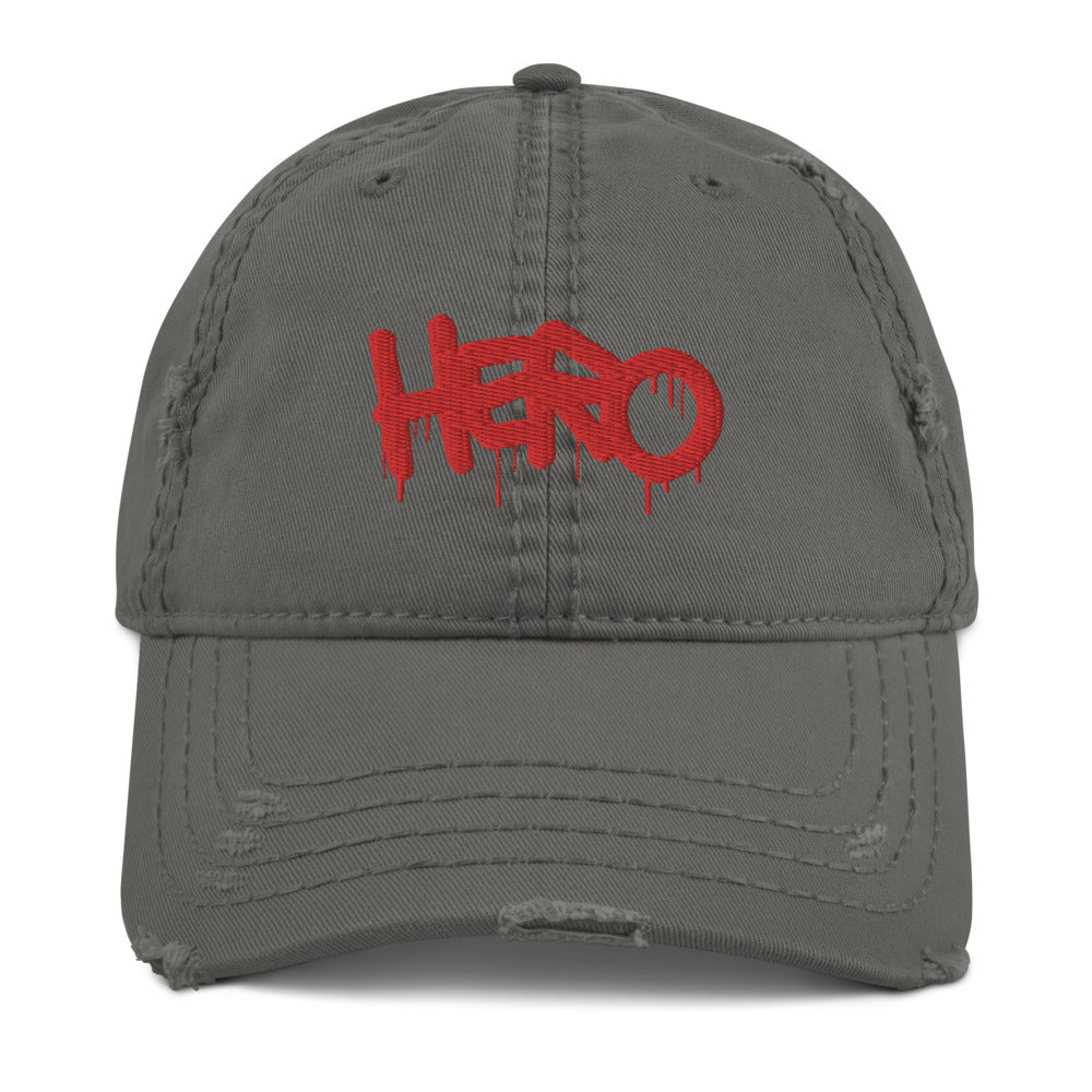 "Hero" Distressed Dad Hat design by Hero. - shop.designhero
