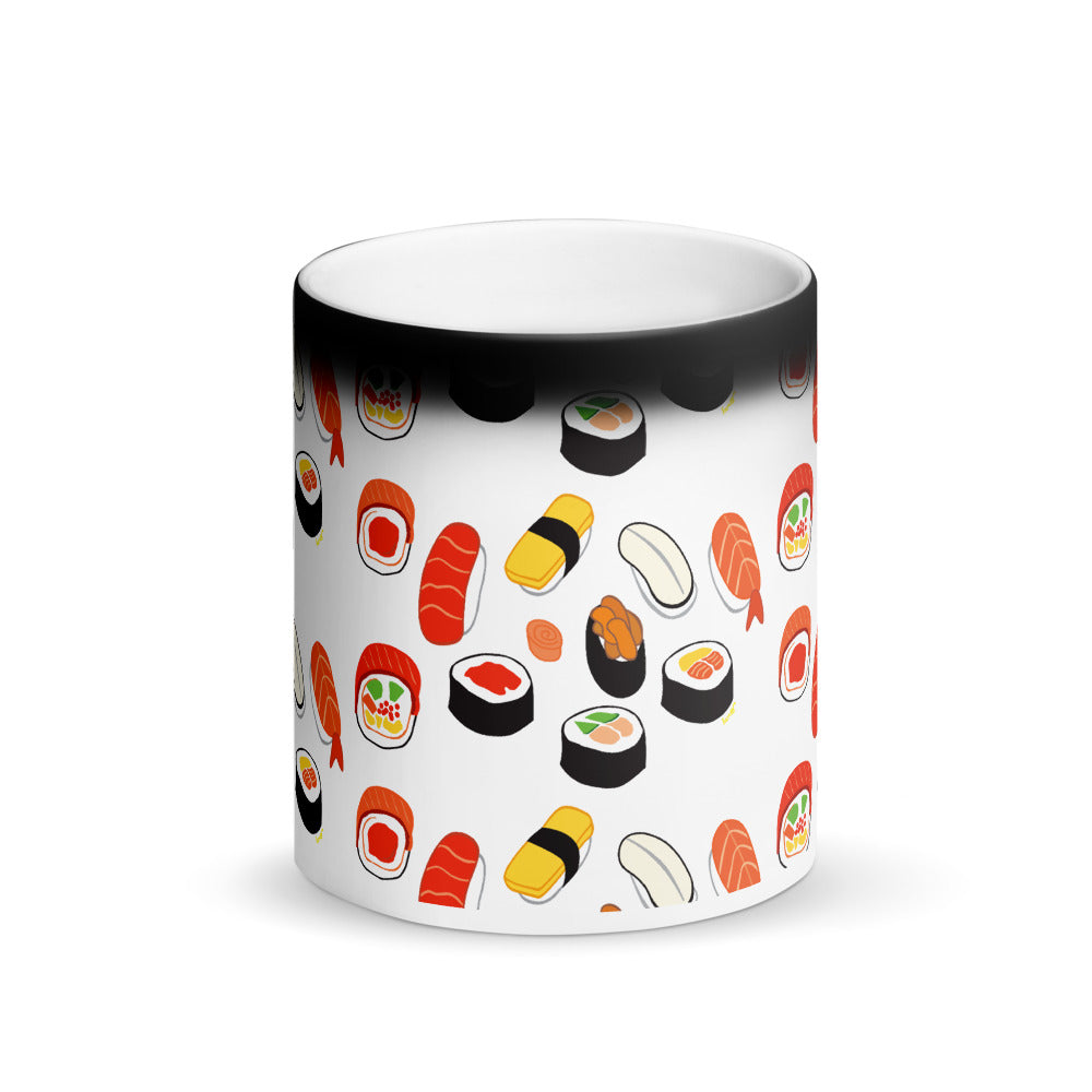 "I Love Sushis" Matte Black Magic Mug design by Hero. - shop.designhero