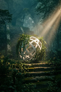 Ivy Grower Studio Aztec temple key art with vine covered sphere