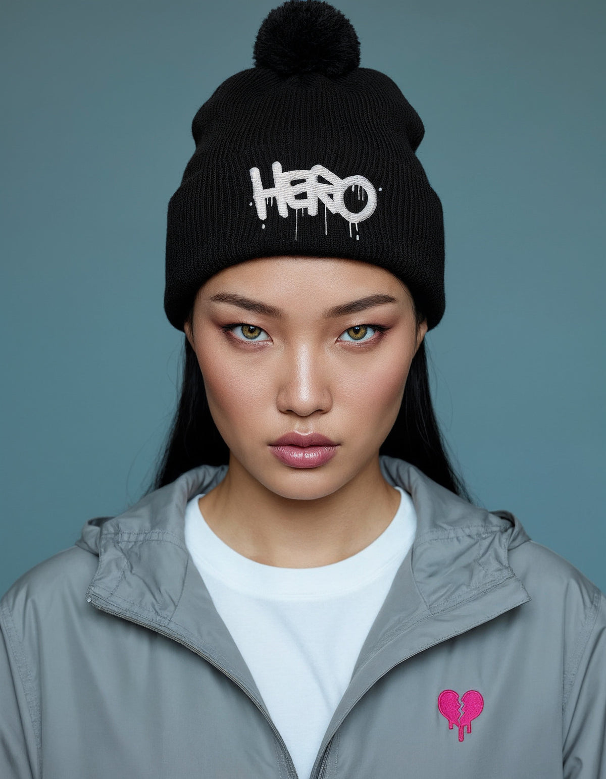 Broken Heart; Embroidered Champion Packable Jacket design by Hero.