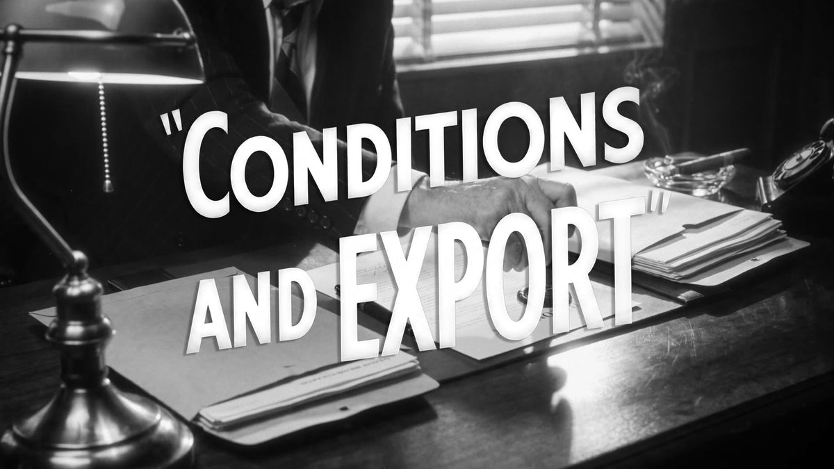 Conditions and Export — terms, schedule, cancellation, all on the quote
