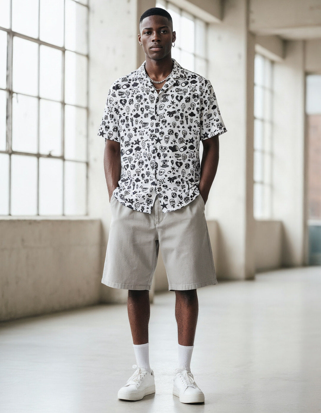 White Skull Shirt — Unisex Button Shirt by Hero