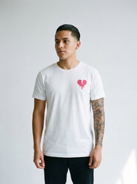 Model wearing the Broken Heart tee by Design Hero, analog film photo