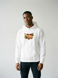 Model wearing the I Love You But I Hate You hoodie by Design Hero, analog film photo