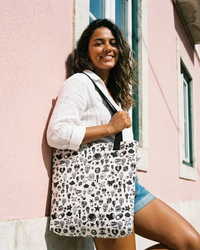 Skulls Tote Bag - All Over Skull Print Polyester Tote by Design Hero – lifestyle