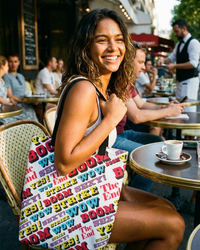 Strike Large Tote Bag – All-Over Print Beach Bag by Design Hero – lifestyle