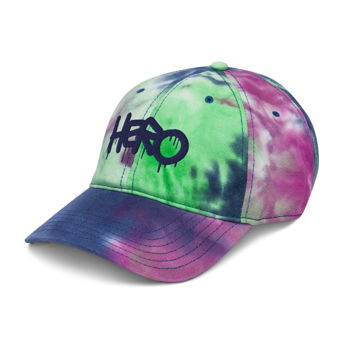 "Hero" Embroidery Tie Dye Hat - Add a Splash of Color to Your Style! - Design Hero
