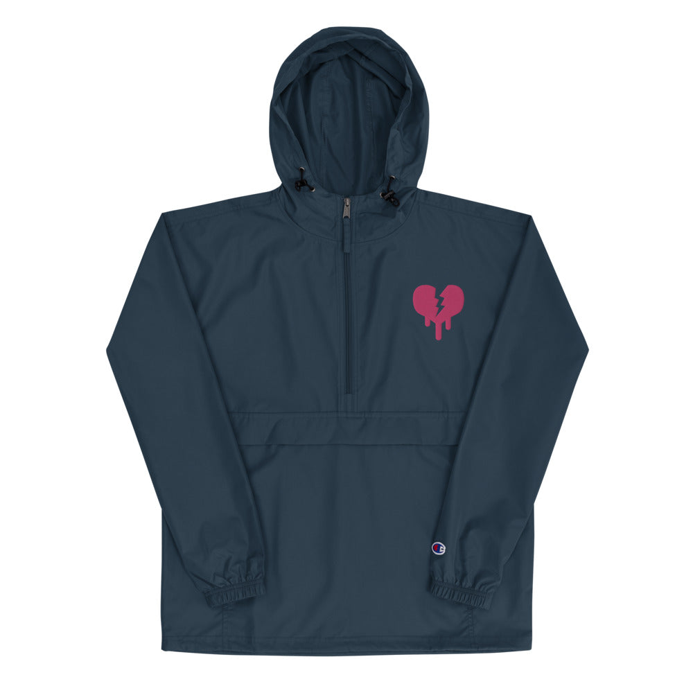 "Broken Heart" Embroidered Champion Packable Jacket designed by Hero. - shop.designhero