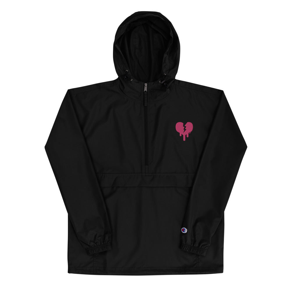 "Broken heart" Embroidered Champion Packable Jacket design by Hero. - shop.designhero