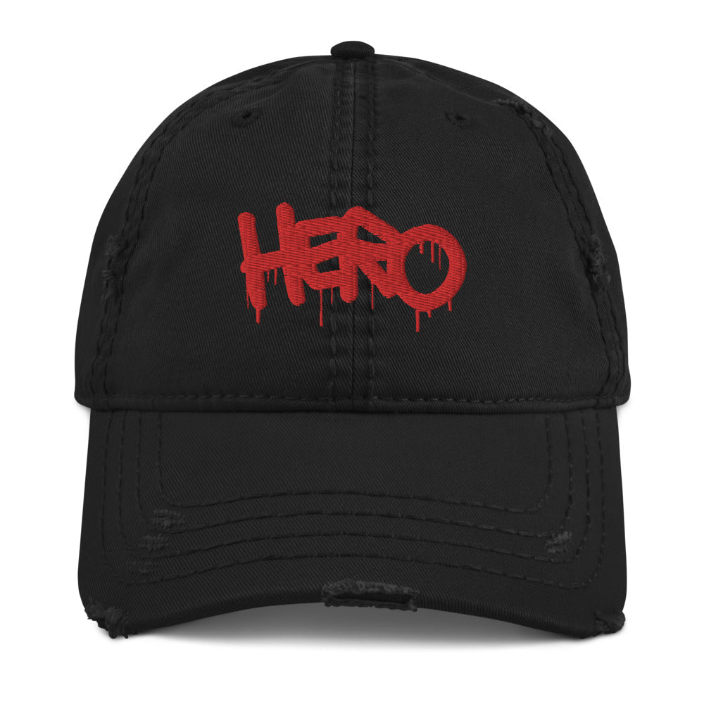 "Hero" Distressed Dad Hat design by Hero. - shop.designhero