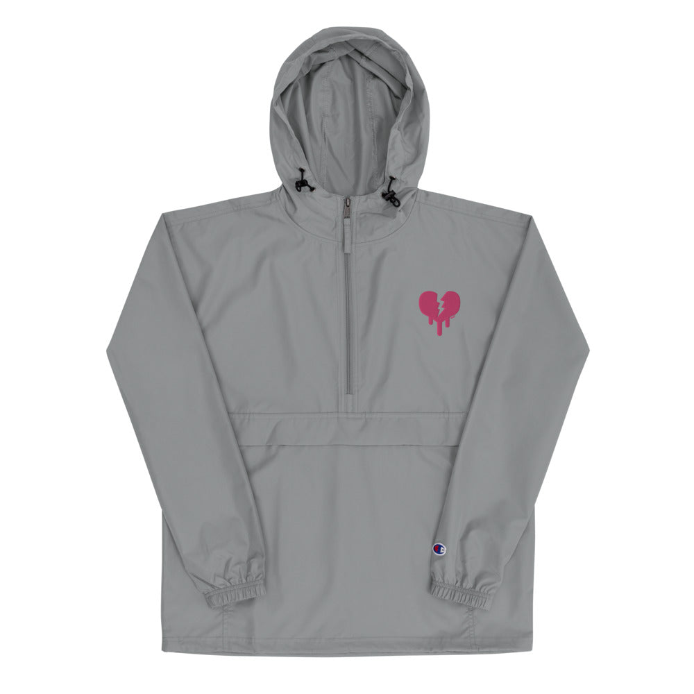 "Broken heart" Embroidered Champion Packable Jacket design by Hero. - shop.designhero