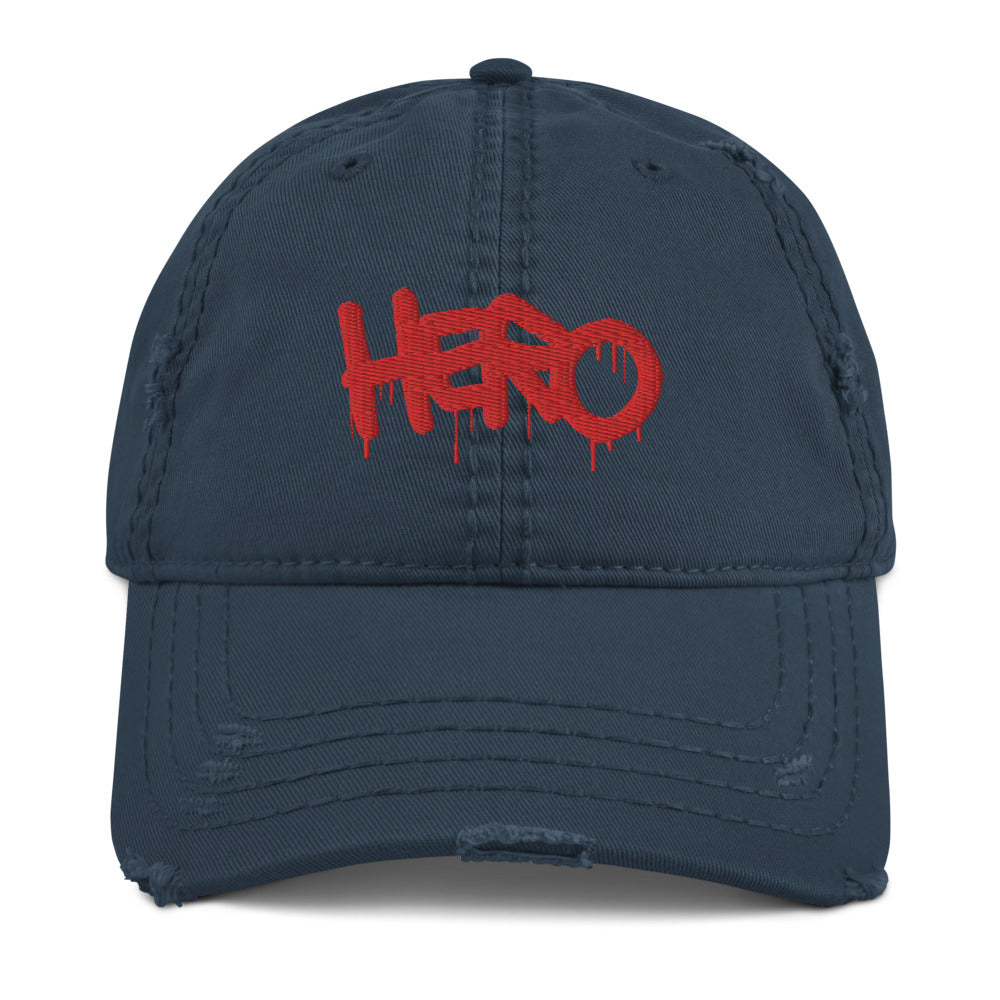 "Hero" Distressed Dad Hat design by Hero. - shop.designhero