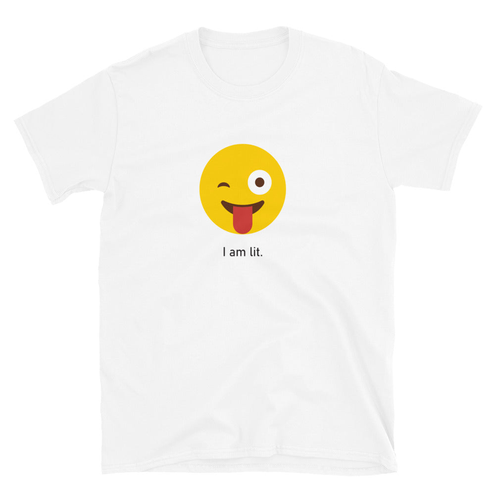 "I am lit" Short-Sleeve Emoji Unisex T-Shirt - shop.designhero