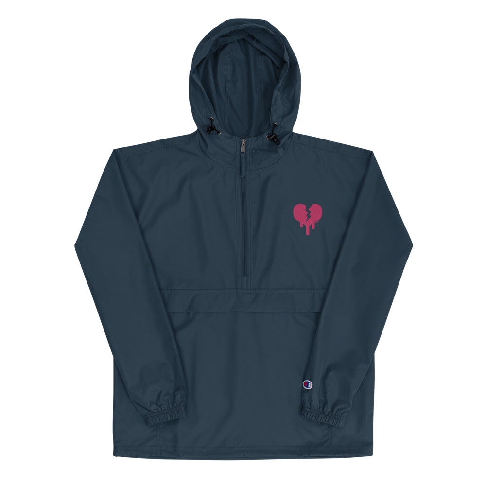 "Broken heart" Embroidered Champion Packable Jacket design by Hero. - shop.designhero