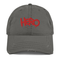 "Hero" Distressed Dad Hat design by Hero. - shop.designhero