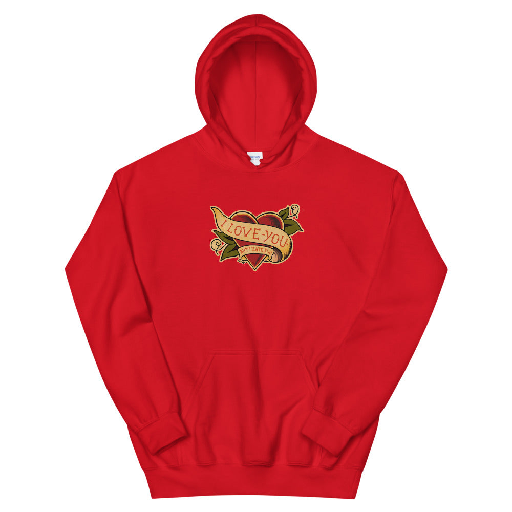 "I love you but I hate you" Unisex Hoodie design by Hero. - shop.designhero