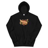 I love you but I hate you Unisex hoodie design by Hero - black hoodie for filmmakers and streetwear fans
