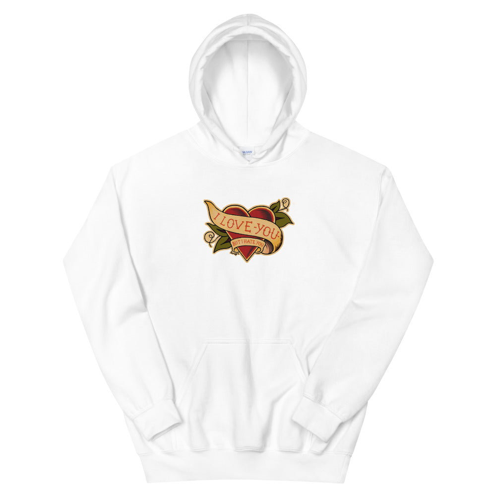 "I love you but I hate you" Unisex Hoodie design by Hero. - shop.designhero