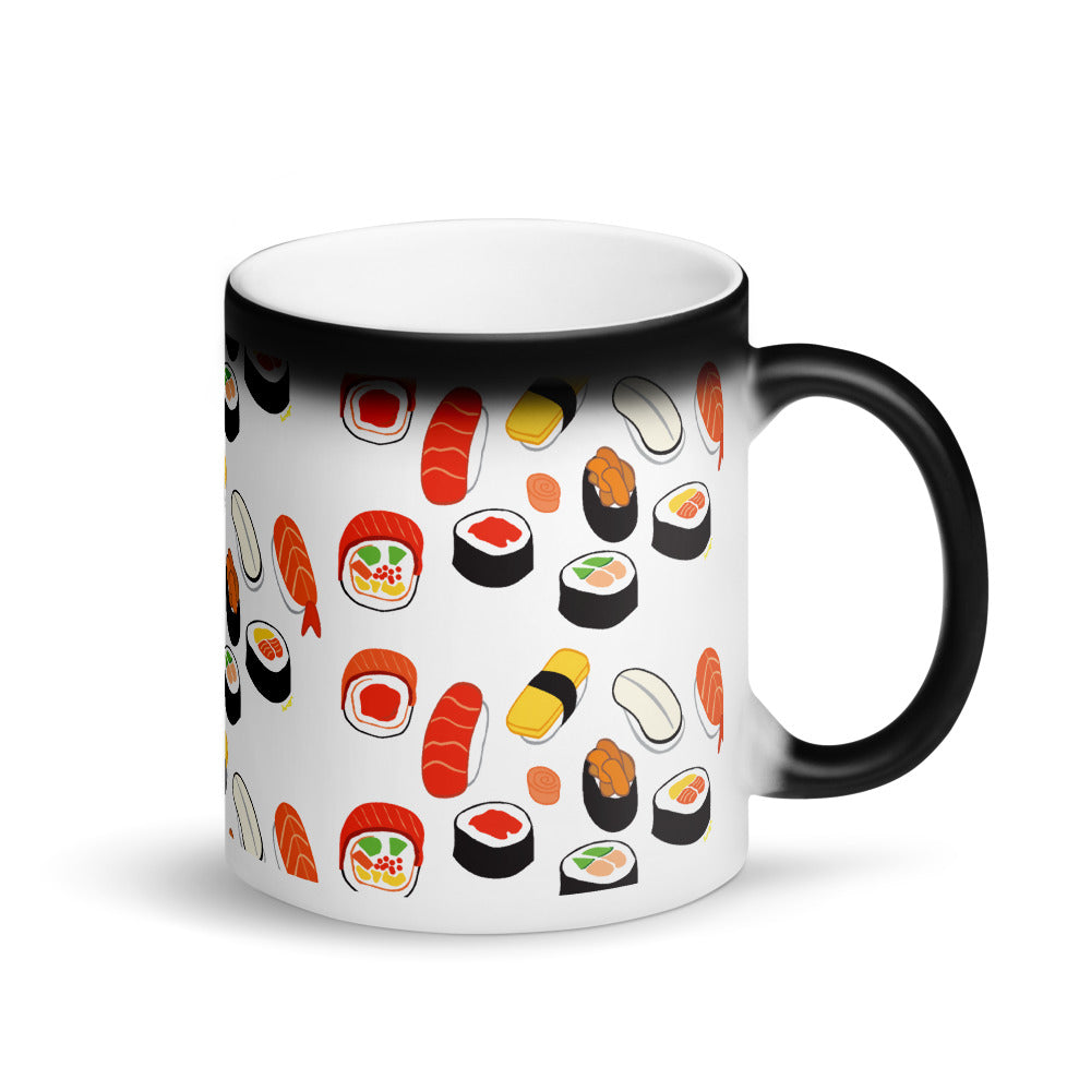 "I Love Sushis" Matte Black Magic Mug design by Hero. - shop.designhero