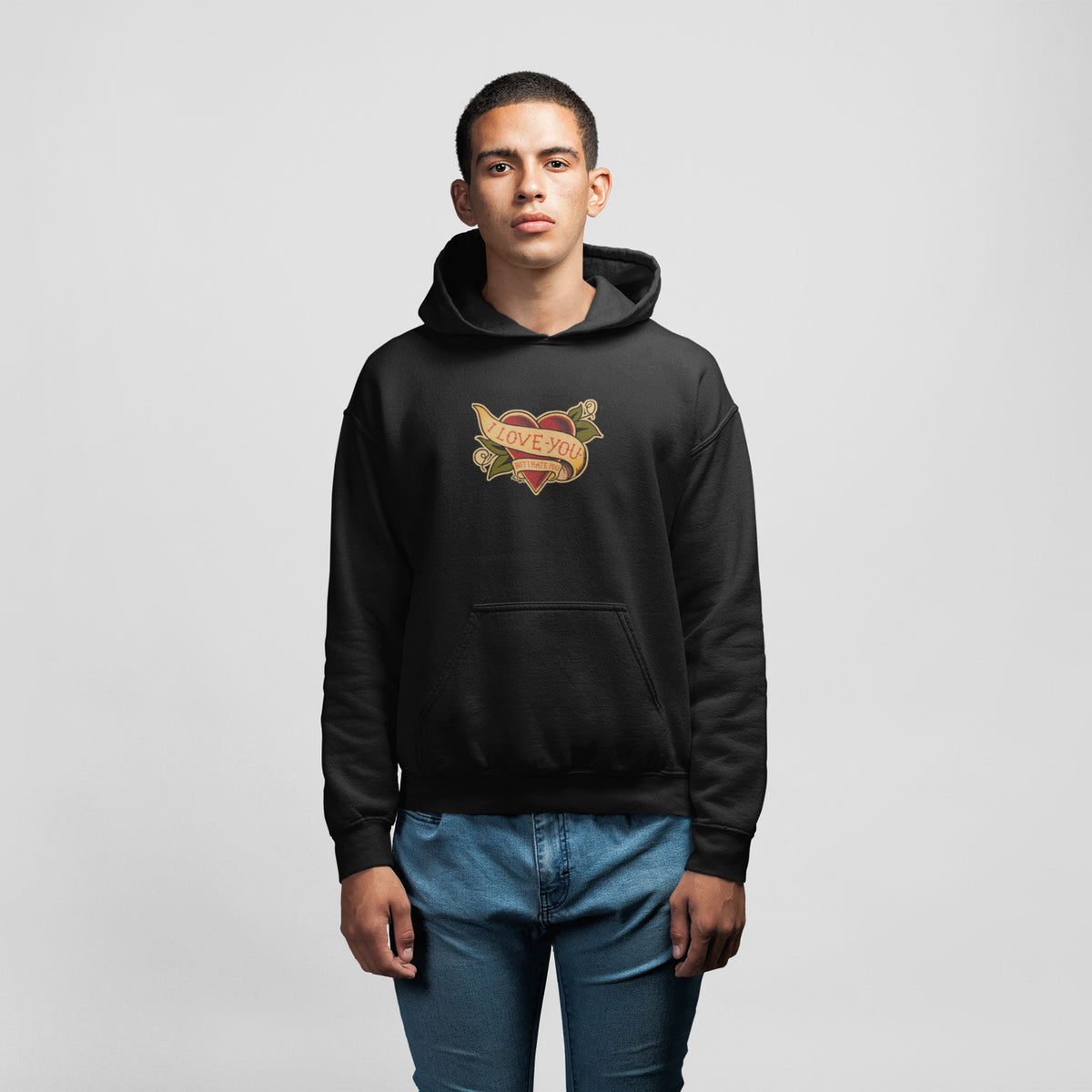 "I love you but I hate you" Unisex Hoodie design by Hero. - shop.designhero