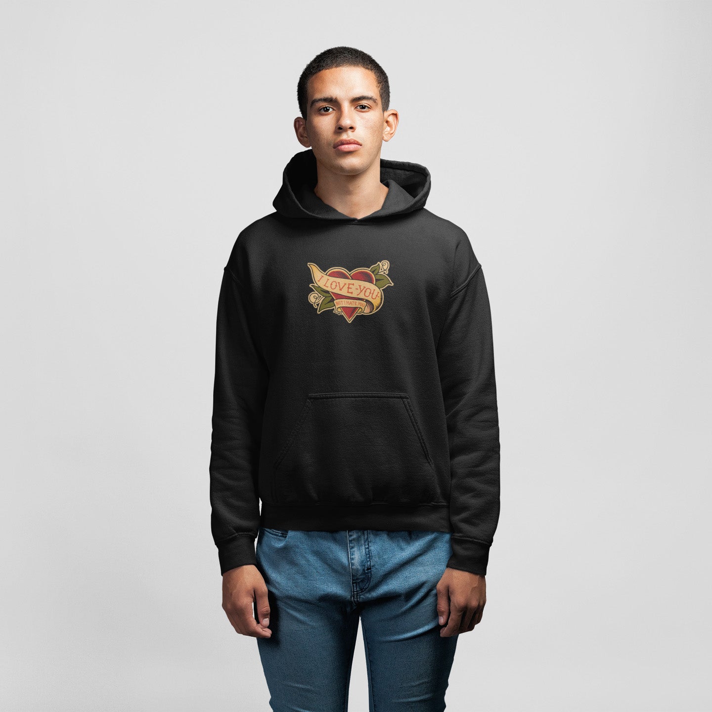 "I love you but I hate you" Unisex Hoodie design by Hero. - shop.designhero