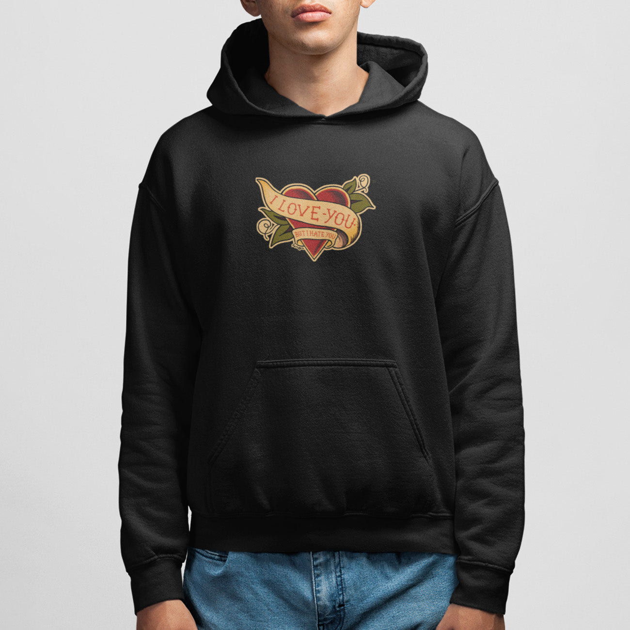 "I love you but I hate you" Unisex Hoodie design by Hero. - shop.designhero